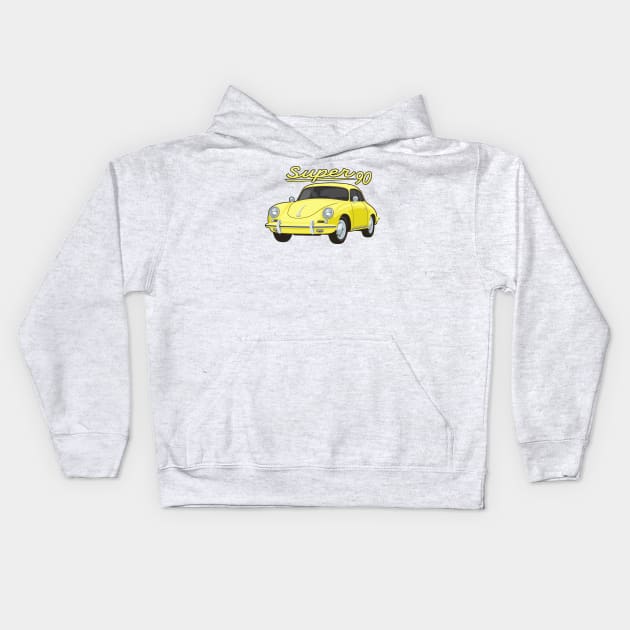 356 B Super 90 gt coupe Car classic vintage retro yellow Kids Hoodie by creative.z